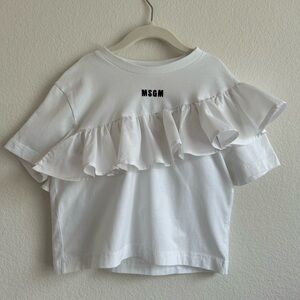 MSGM White Ruffle Kids Shirt